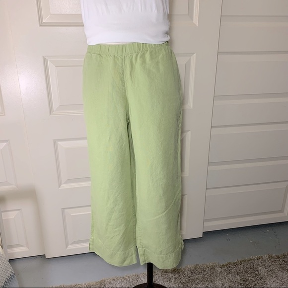 J Jill Light Green 100% linen Wide Crop Pants Side Pocket Size S petite - Picture 6 of 12
